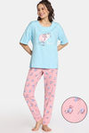 Rosaline Purrfect Dreams Knit Cotton Pyjama Set - Tickled Pink — thumbnail 1